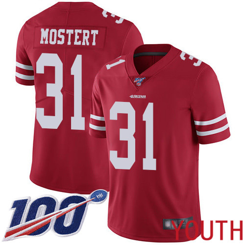 San Francisco 49ers Limited Red Youth Raheem Mostert Home NFL Jersey #31 100th Season Vapor Untouchable->youth nfl jersey->Youth Jersey